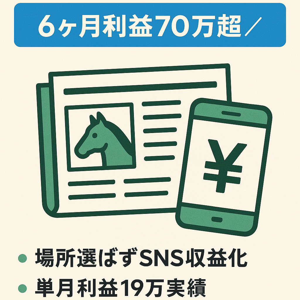 【6ヶ月で利益70万超】競馬予想特化のアカウント【属人性なし】