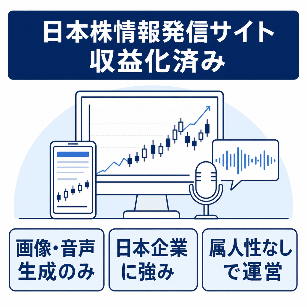 【日本株情報発信サイト】収益化済み！属人性無しで作成可能