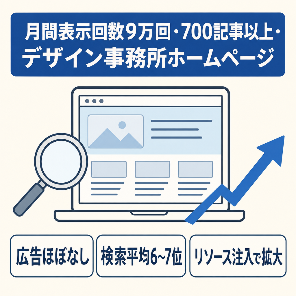月間表示回数9万回・700記事以上・デザイン事務所ホームページ