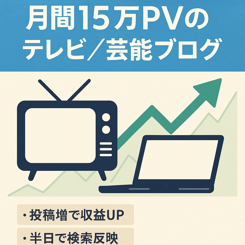 【最高月間15万PV超え】テレビ・芸能のトレンドブログ！ドメインパワー47.8でインデックスも半日～の好サイトです！