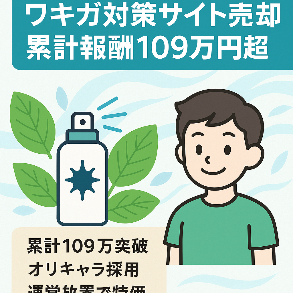 【累計100万以上を稼いでいるワキガ対策サイト】現在放置中のため売却します