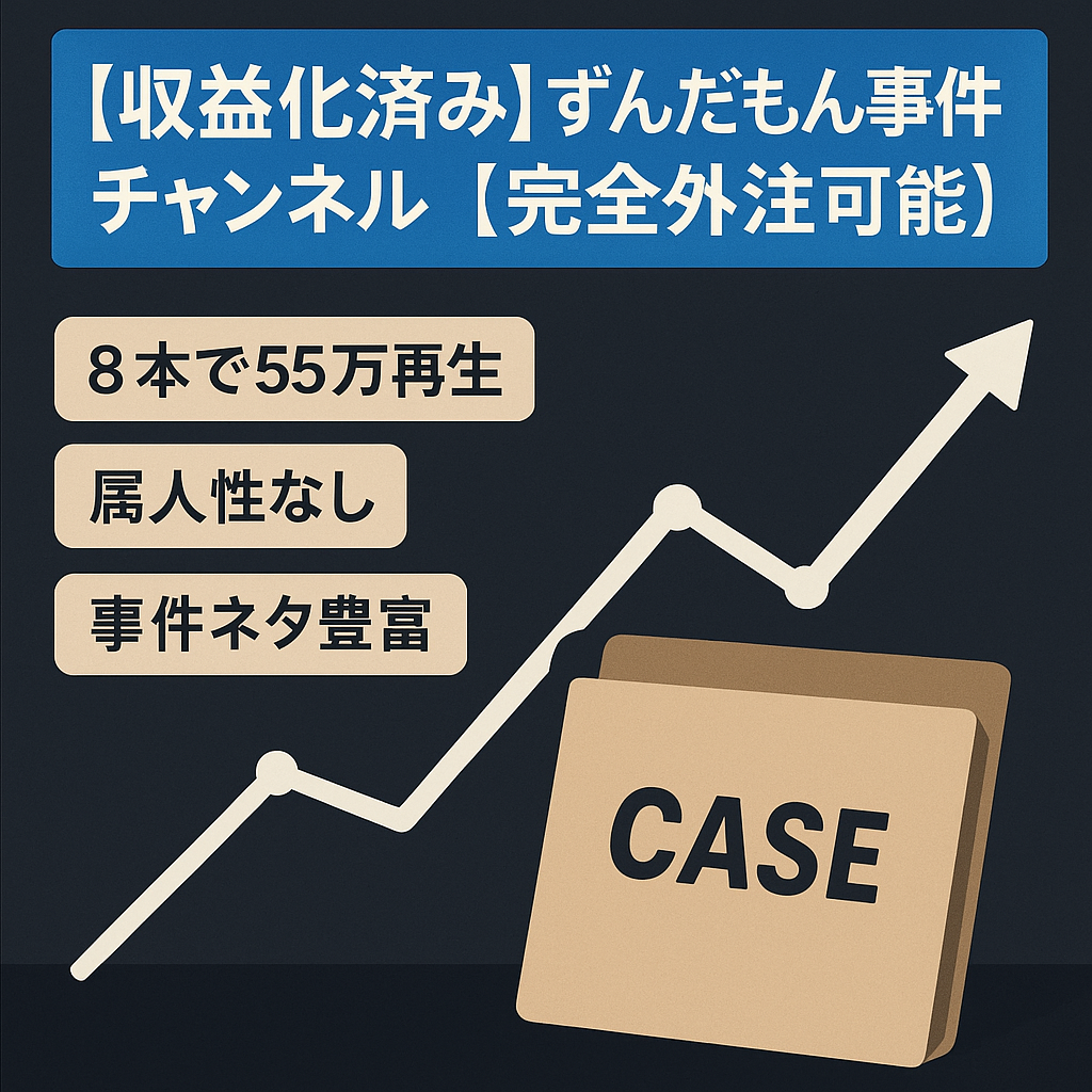 【収益化済み】ずんだもん事件系チャンネル【完全外注可能】