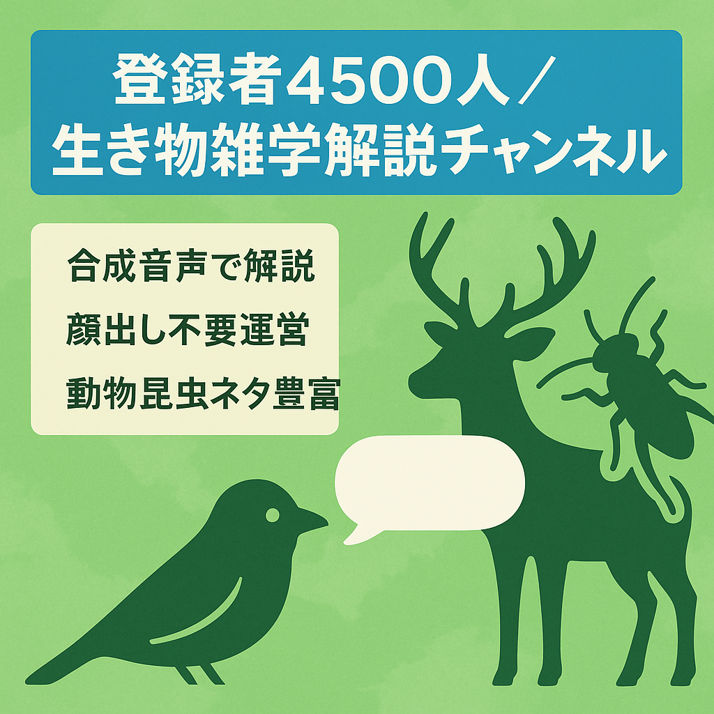 【収益化前・警告なし・登録者4500人】生き物の雑学系ゆっくり＆ずんだもん解説チャンネル