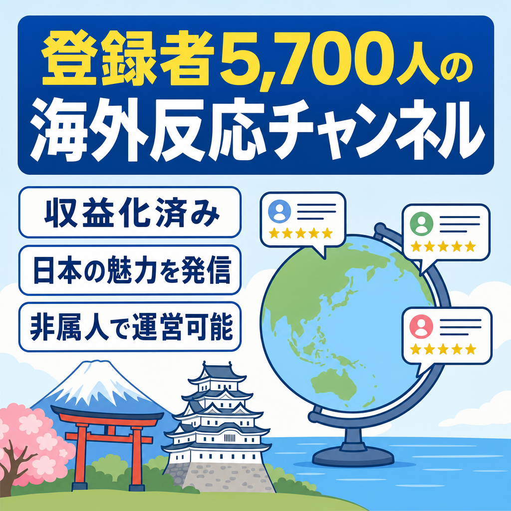 日本が世界に誇れる【海外の反応】チャンネル　登録者5,700人　収益化済み