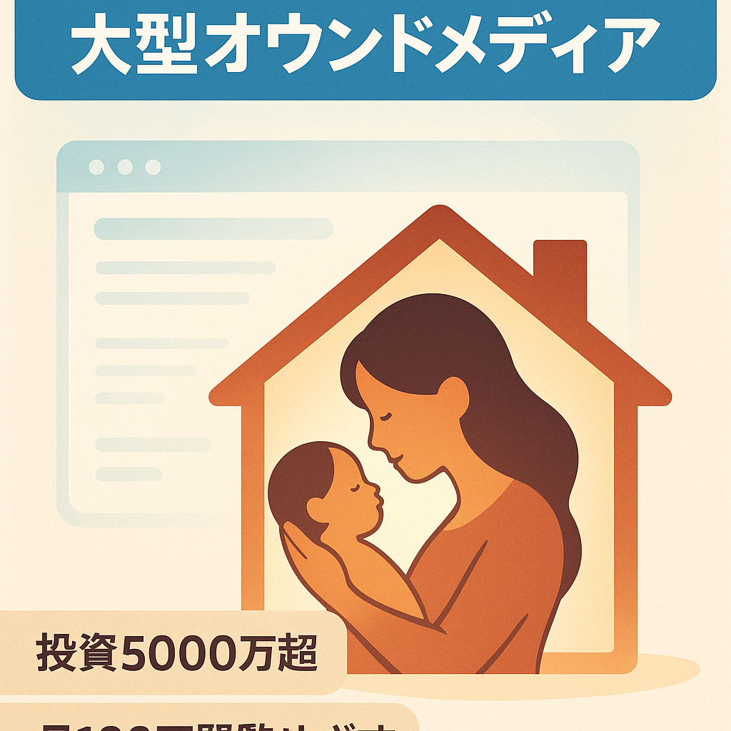 【最終値下げ90%OFF】総投資額5,000万円以上-マネタイズ前の出産・子育て、暮らしに関する大型オウンドメディア