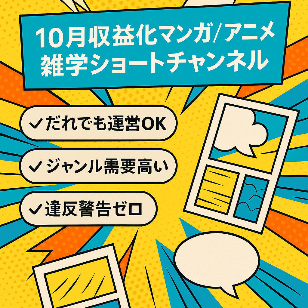 【10月収益化＆高パフォーマンス実績】マンガ・アニメ雑学ショートチャンネル