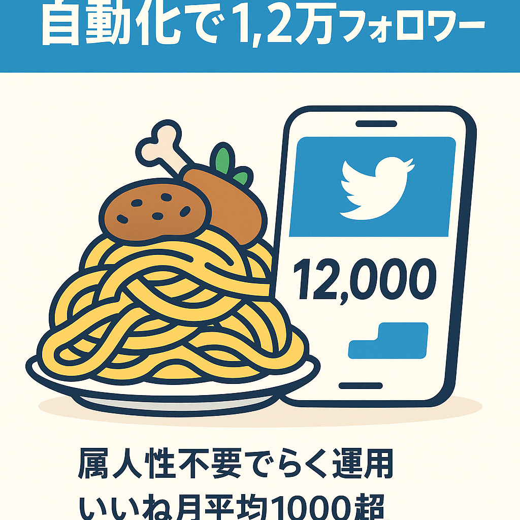 【Twitterフォロワー1.2万人】属人性無し！自動化！メガ盛り・飯テロ・大食い系アカウント