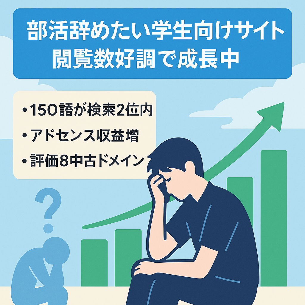 部活を辞めたいと思ってる学生向けの特化サイト【PV右肩上がり中】