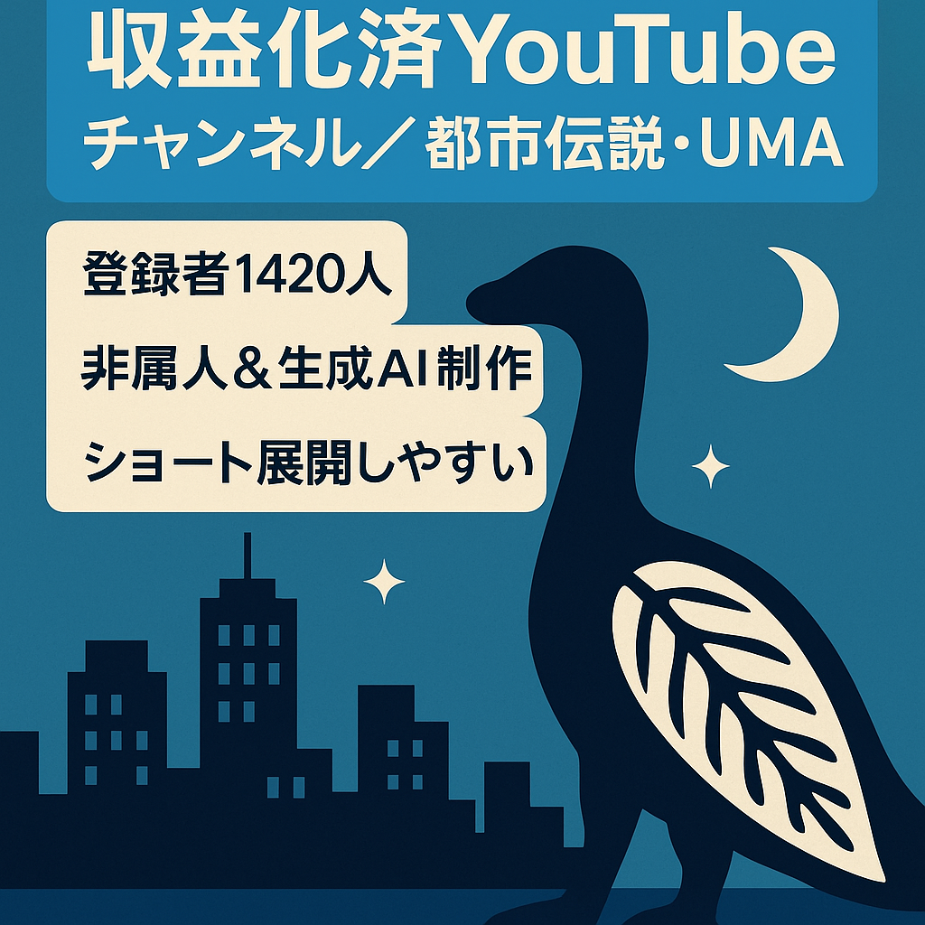 【収益化済/登録者数1420人】都市伝説・UMA・絶滅危惧種などを取り扱った長尺チャンネル｜ショート展開にも最適