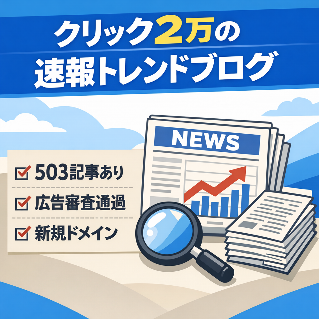【直近1ヵ月クリック数2万】インデックス速報性あり！運営３年弱の著名トレンドブログ