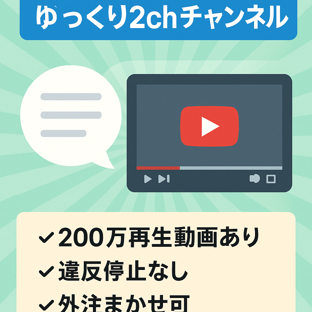 【最高収益月30万円】登録者17000人のゆっくり2ch系CH、リソース不足で放置中【フル外注可能/属人性無し】
