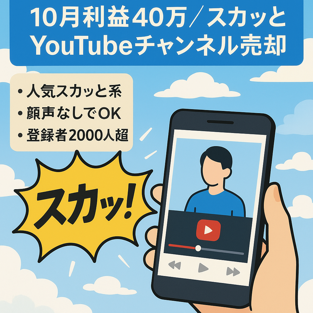 【10月利益40万】外注で運営するスカッとYouTubeチャンネル【早期譲渡希望】