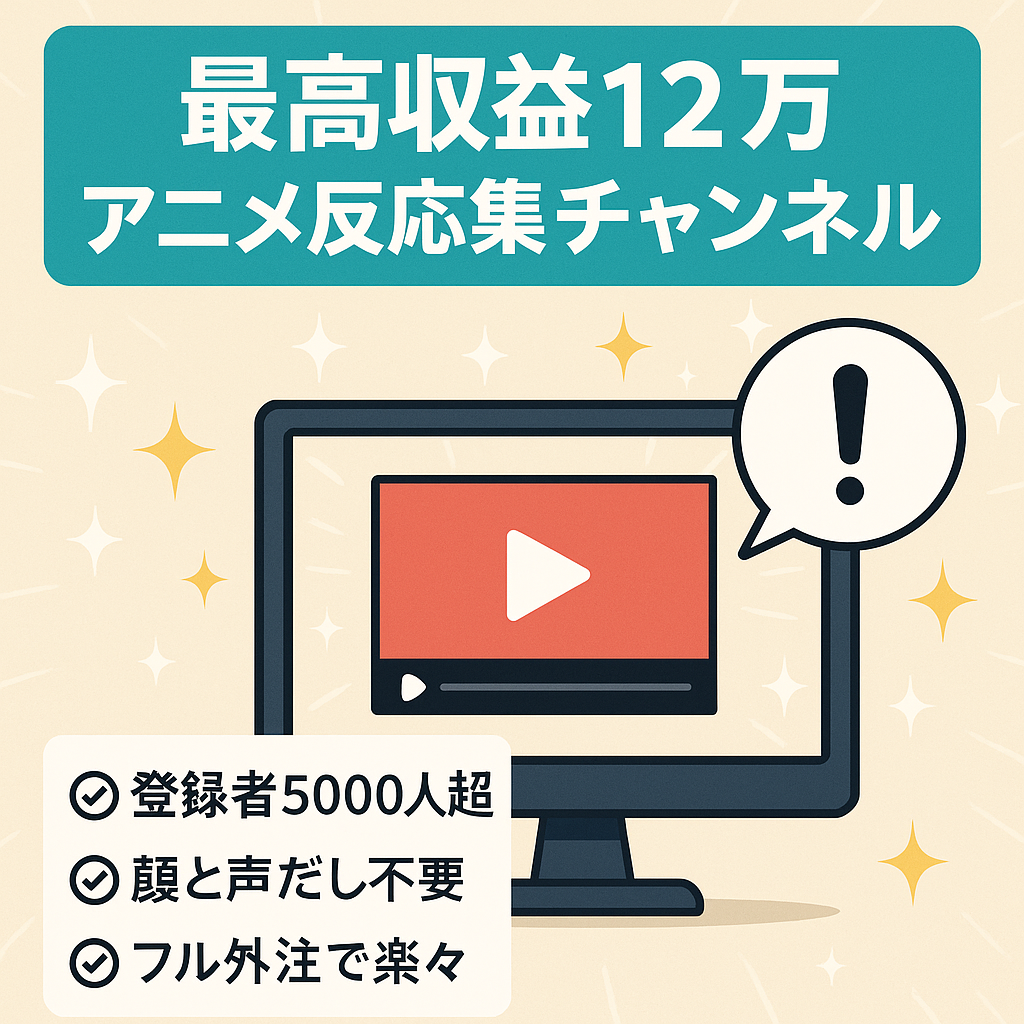 【最高収益12万円越え＋登録者数5000人超】人気アニメの反応集チャンネル【属人性無しで誰でも運用可能】