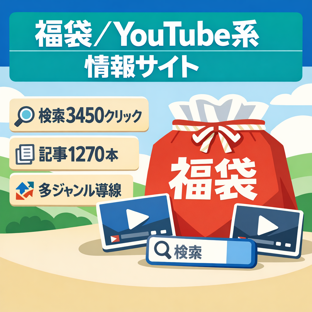 【検索流入3,450・記事1200以上】福袋・YouTube系の情報サイト