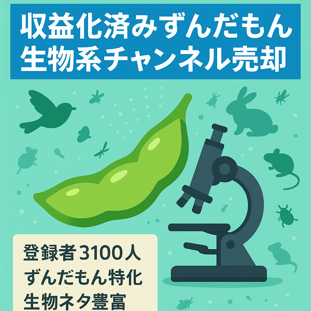 【収益化済み】生物系ずんだもんチャンネル【チャンネル登録者数3100人】