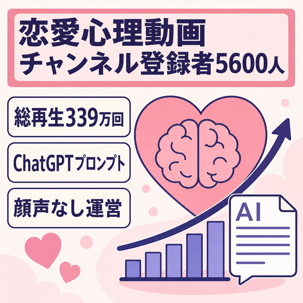 【登録者5600人！】収益化まであと700時間│恋愛心理チャンネル│非属人│完全AI作成