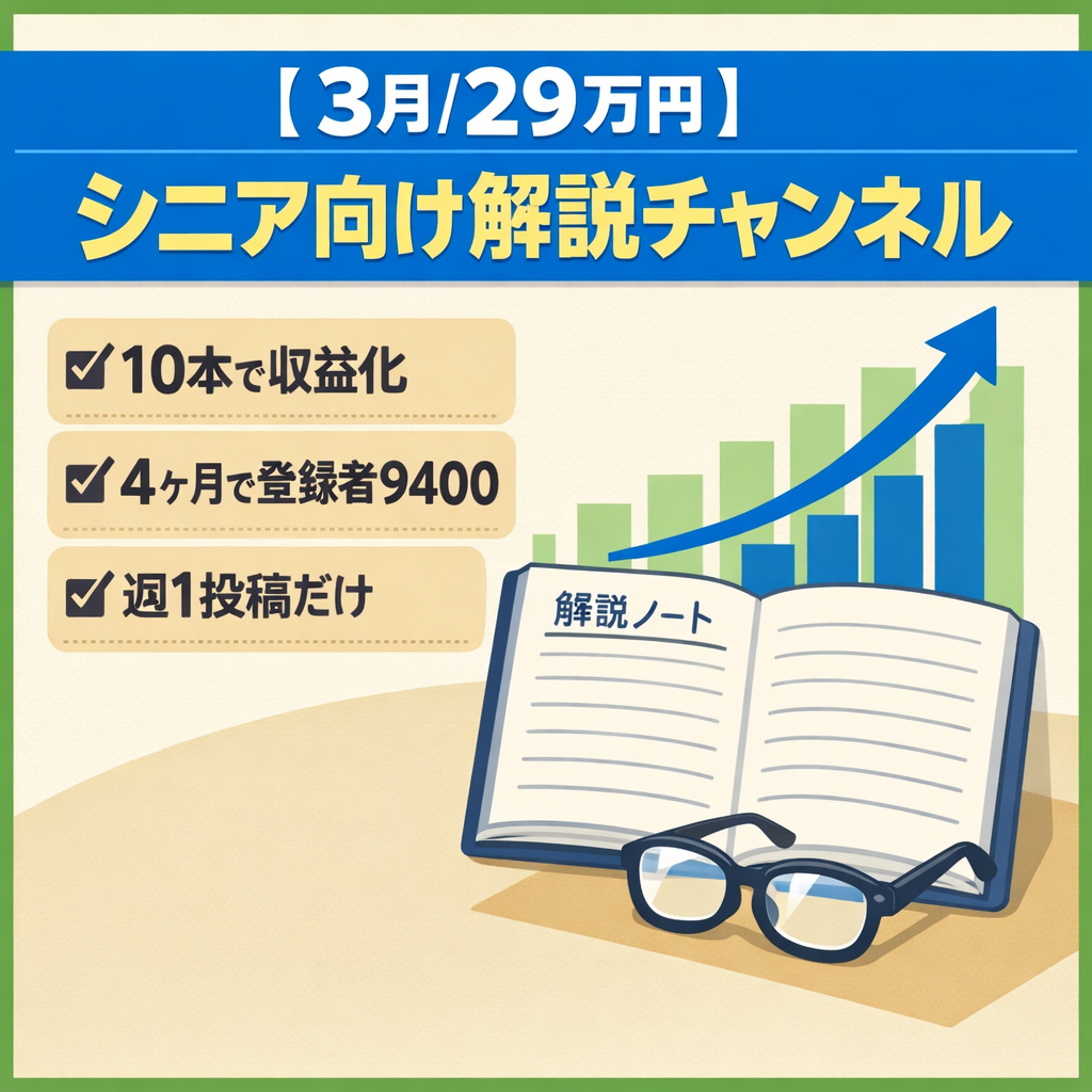 【3月/29万円】登録者9,400人シニア向け解説チャンネル