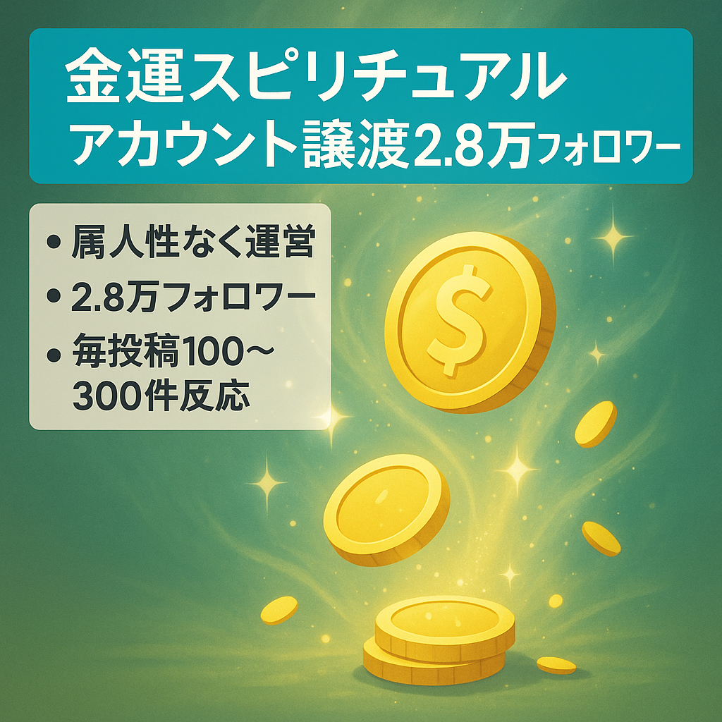 【フォロワー2.8万人】金運スピリチュアル系のアカウントをお譲りします（属人性無し）