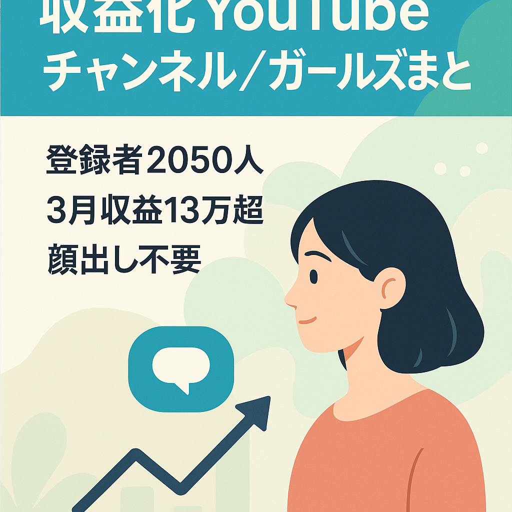 【属人性なし！長期運営可能！】YouTube ガールズちゃんねるまとめ系　収益化済み　登録者、視聴回数急成長中です
