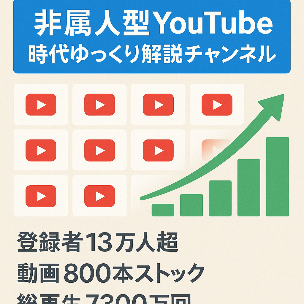 【登録者13万人超｜累計売上3,300万円｜累計再生数7300万回 】 ストック豊富な非属人型「ゆっくり解説」時代ジャンル大型チャンネル