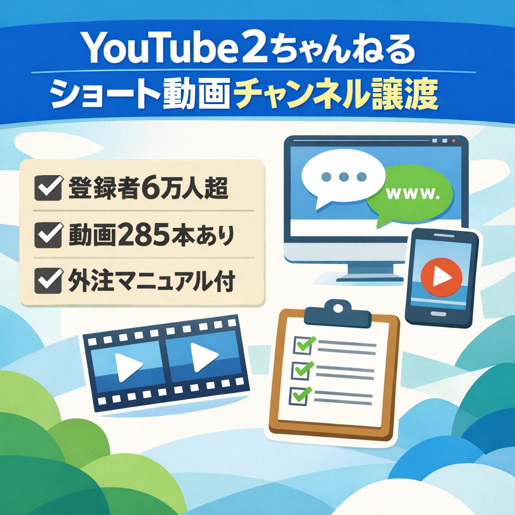 【完全外注可】YouTube登録者6万人超えの2chショートチャンネル譲渡【ショート動画メイン】