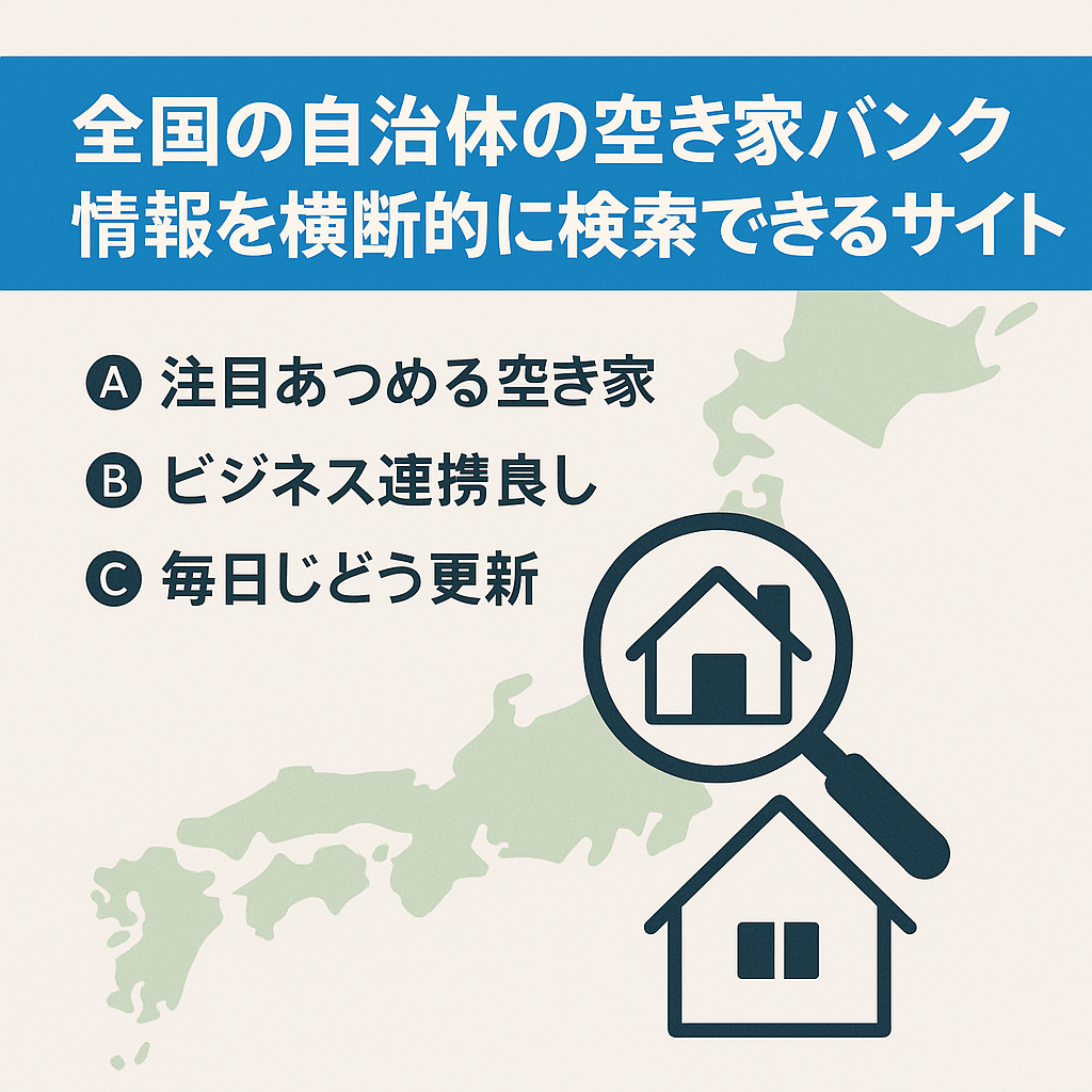全国の自治体の空き家バンク情報を横断的に検索できるサイト