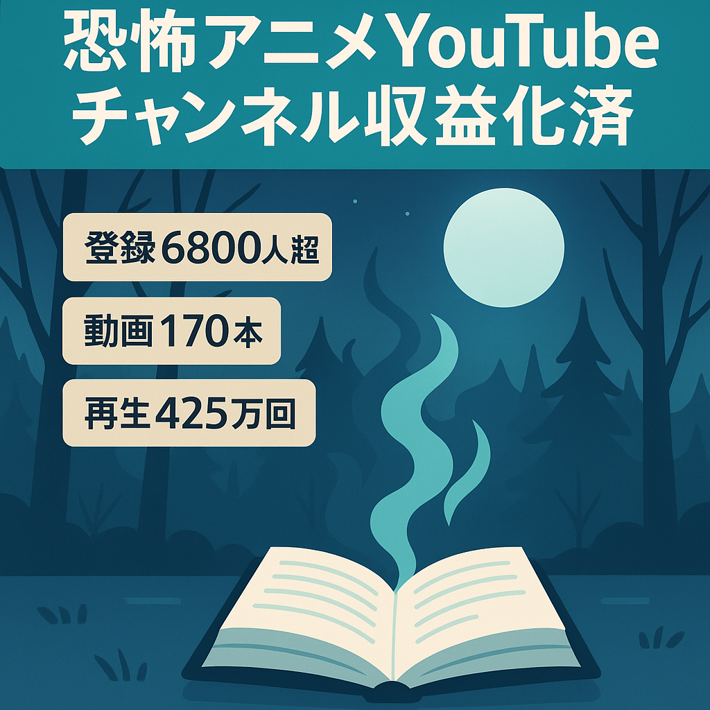 恐怖系アニメYouTubeチャンネル登録者6800人超え。【チャンネル収益化中】怖い話に特化した170本の動画【総再生回数4255515回で10万再生超えの動画多数】