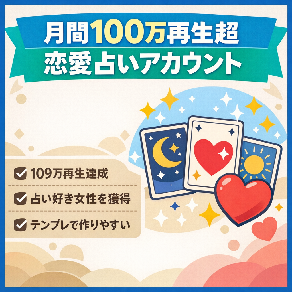 ​【月間100万再生超】高単価な個別鑑定へ繋がる恋愛特化アカウント