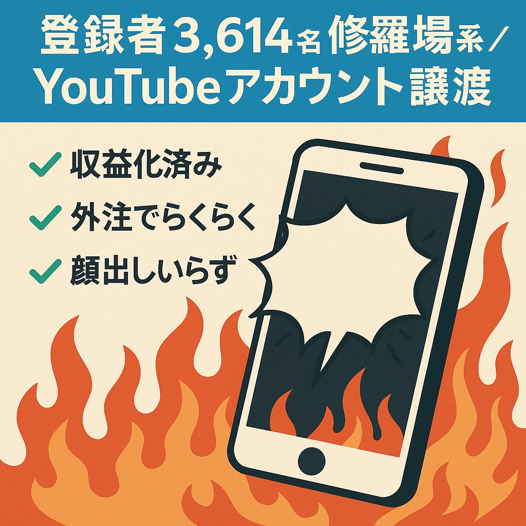 【収益化済！登録者3,614名】修羅場系のYouTubeアカウント譲渡！【顔出し不要】