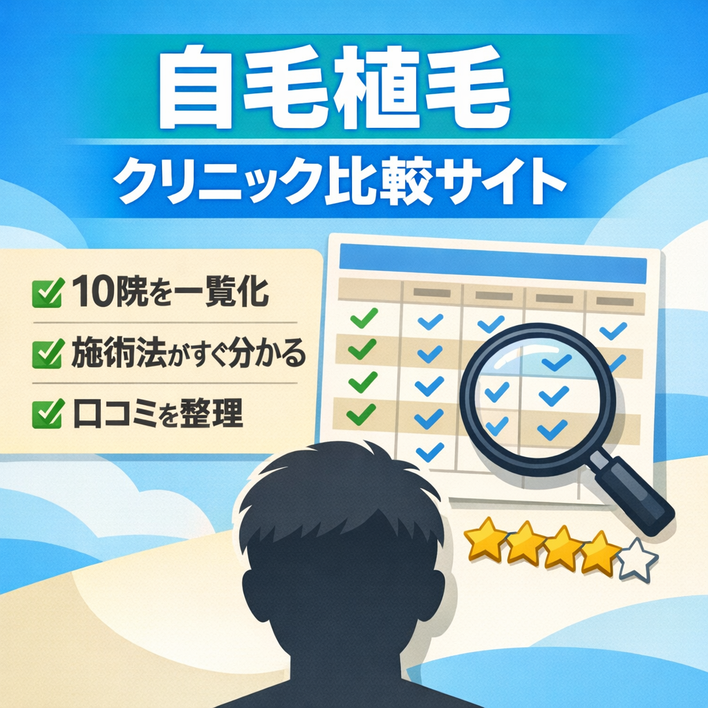 自毛植毛治療を提供するクリニックを料金・技術・実績面から多角的に比較したサイト