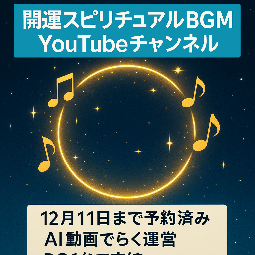【作業1日20分/外注化可能】AIスピリチュアルBGM系YouTubeチャンネル【金運 幸福 開運】