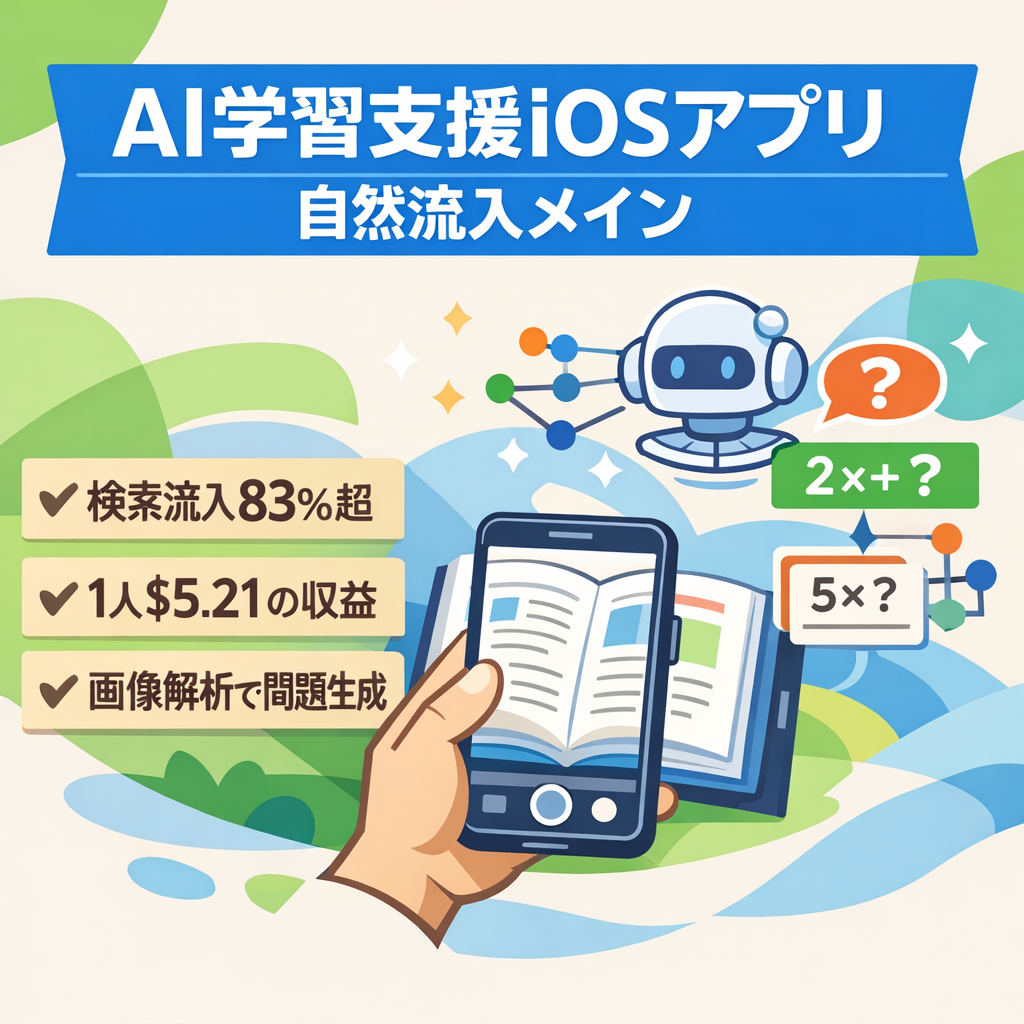 【収益実績あり】検索流入83％超。自然流入がメインのAI学習支援アプリ
