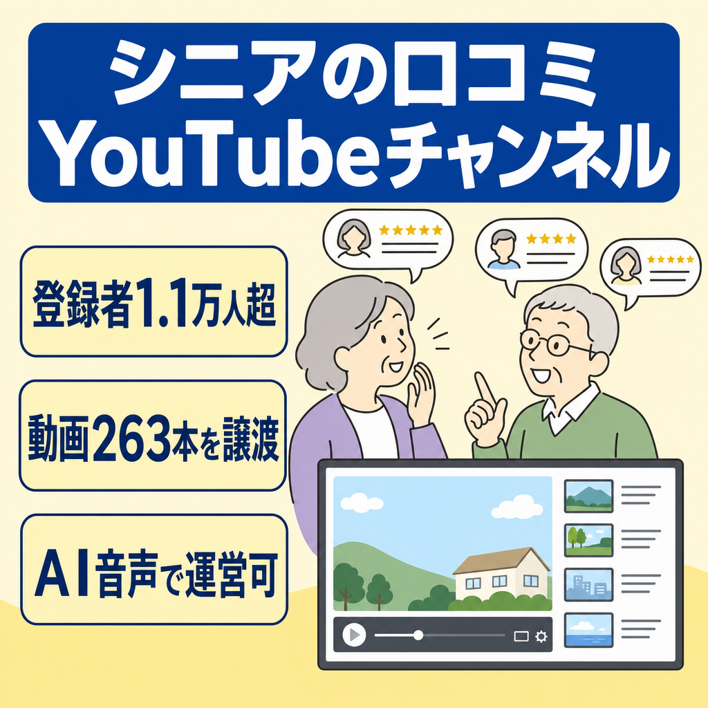 【登録者1万人以上】属人性なし「シニアの口コミ」お金、人間関係、本音や日常の体験など話題豊富なジャンル