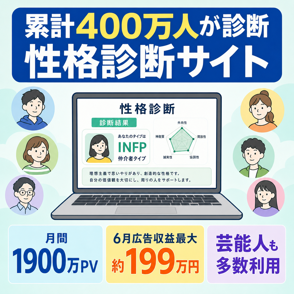 【累計400万人が診断】月間1900万PV達成の性格診断サイト