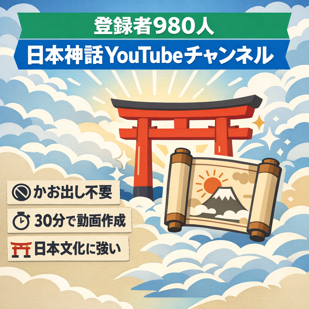 【チャンネル登録者980人】非属人・日本神話に特化したYoutubeチャンネル譲渡