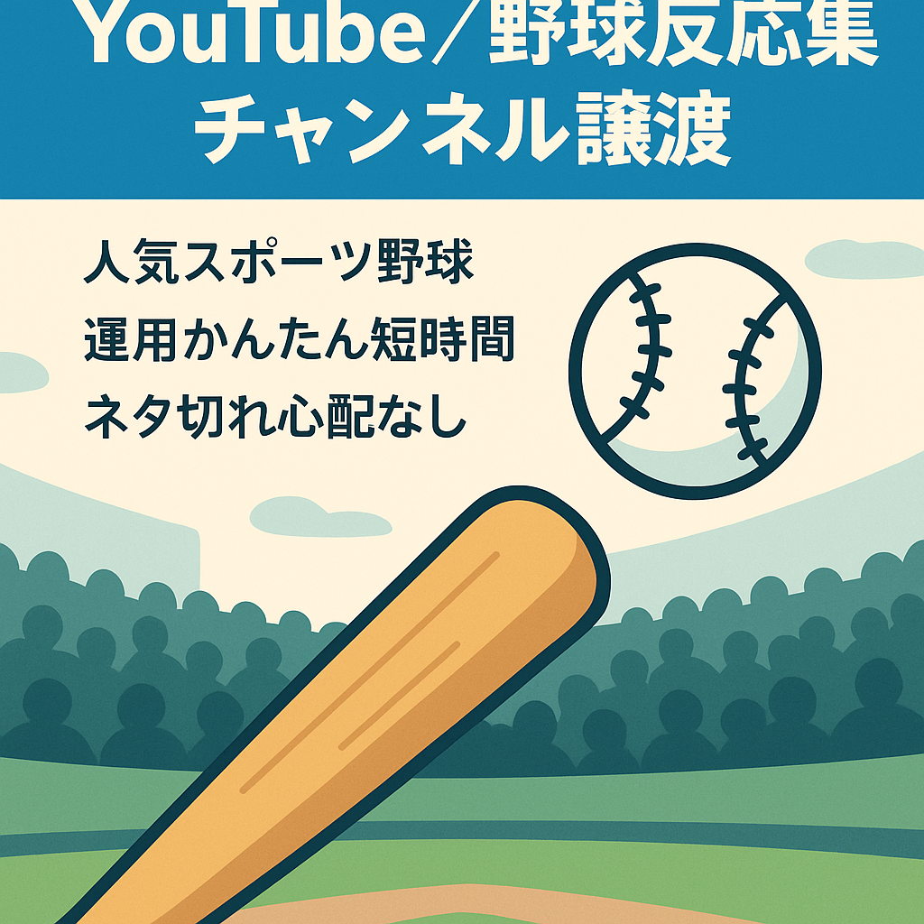 【YouTube】5ch野球スレ反応集チャンネル譲渡【簡単・短時間】