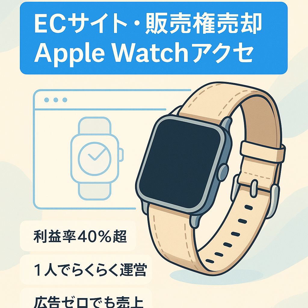 【1人運営可能・安定黒字】利益率40%超え！ECサイトと海外メーカー製品の販売権譲渡/Apple Watch専用アクセサリー/SNSアカウントも譲渡
