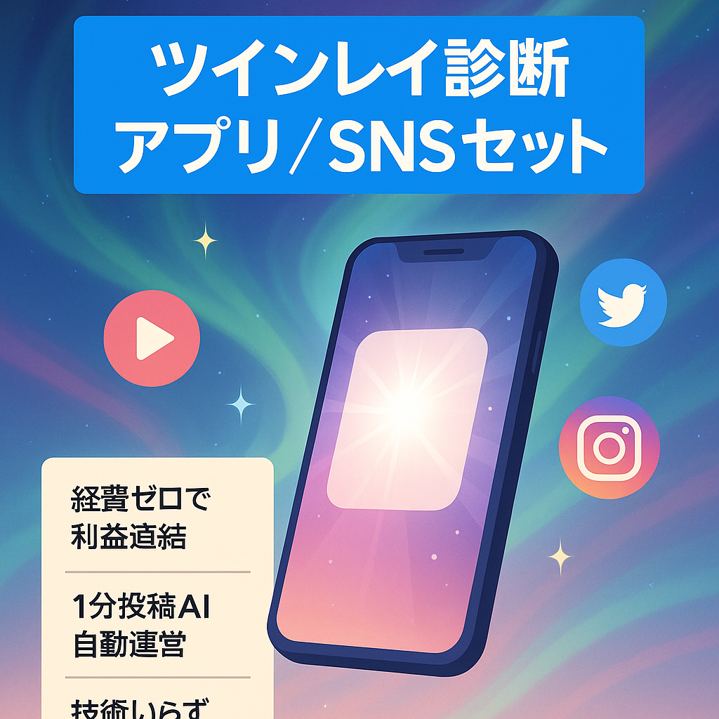 【10月18日までの限定価格】【売り上げ好調】【アフターフォロー充実】今流行りのツインレイ診断アプリとSNSアカウントのセット