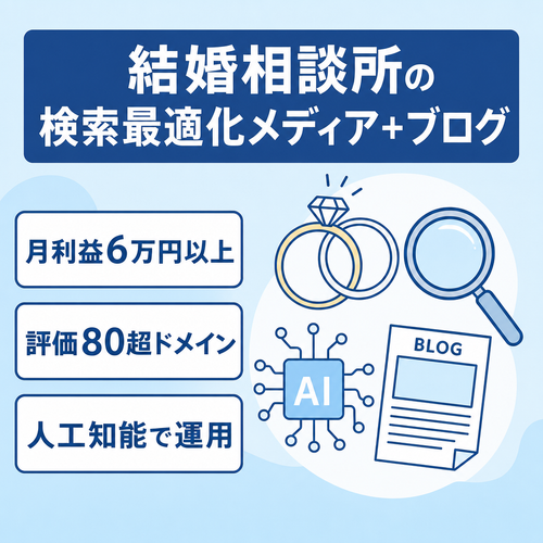 【月利益6万円以上】結婚相談所のSEOメディアとアメブロのセット【AI利用】