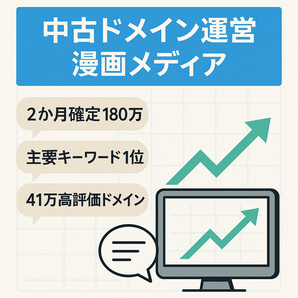 【UR43/DR31】2ヵ月で確定180万！3月も確定60万越え中！41万の中古ドメインを利用した漫画特化メディア！アクセス爆増中