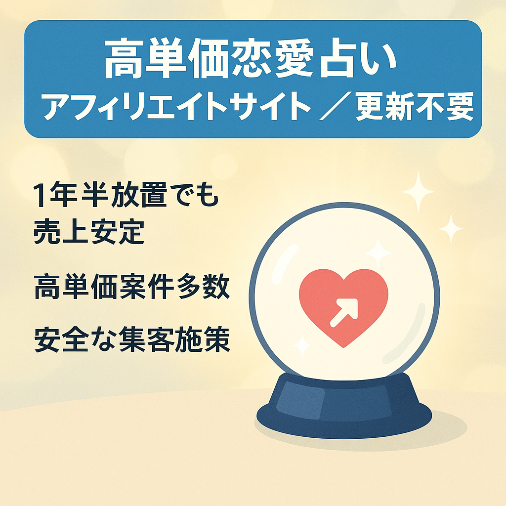 【1年半更新なしでも売上安定】クローズドアフィリサイトで高単価案件の恋愛占いアフィリエイトサイト【完全ホワイトSEO】