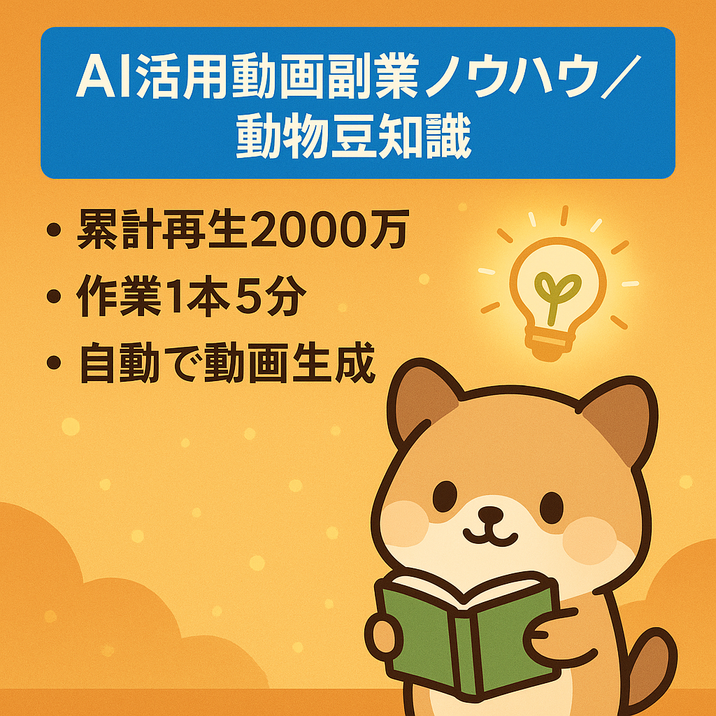 【1動画あたり5分で制作可能】動物の豆知識動画で副業可能！