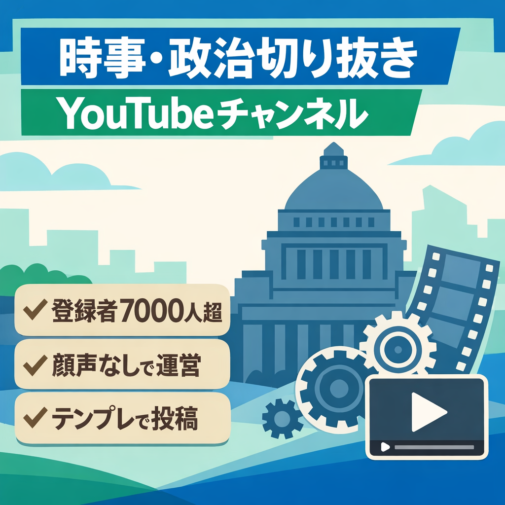 【登録者7,000人↑】非属人/顔・声出し撮影一切不要/フル外注化可能/切り抜きYouTubeチャンネル(時事・政治系)