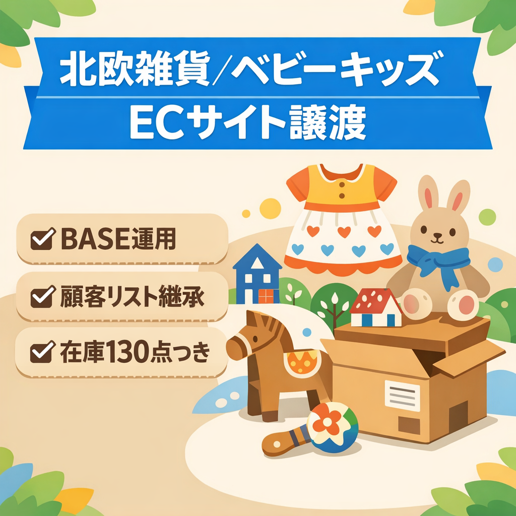 【北欧雑貨・ベビーキッズ向け輸入セレクトショップ】雑誌掲載　おしゃれママ人気のBASE運営ECサイト　8年以上運営　フォロワー2000越　在庫約130点総額約20万以上も譲渡