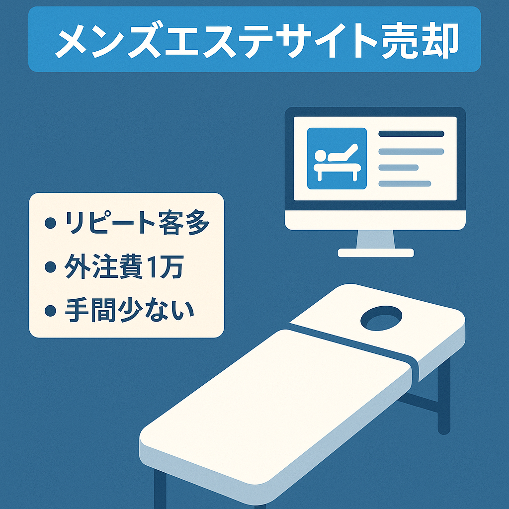 【10月利益20万・外注費月額1万円】メンズエステのサイト事業の売却