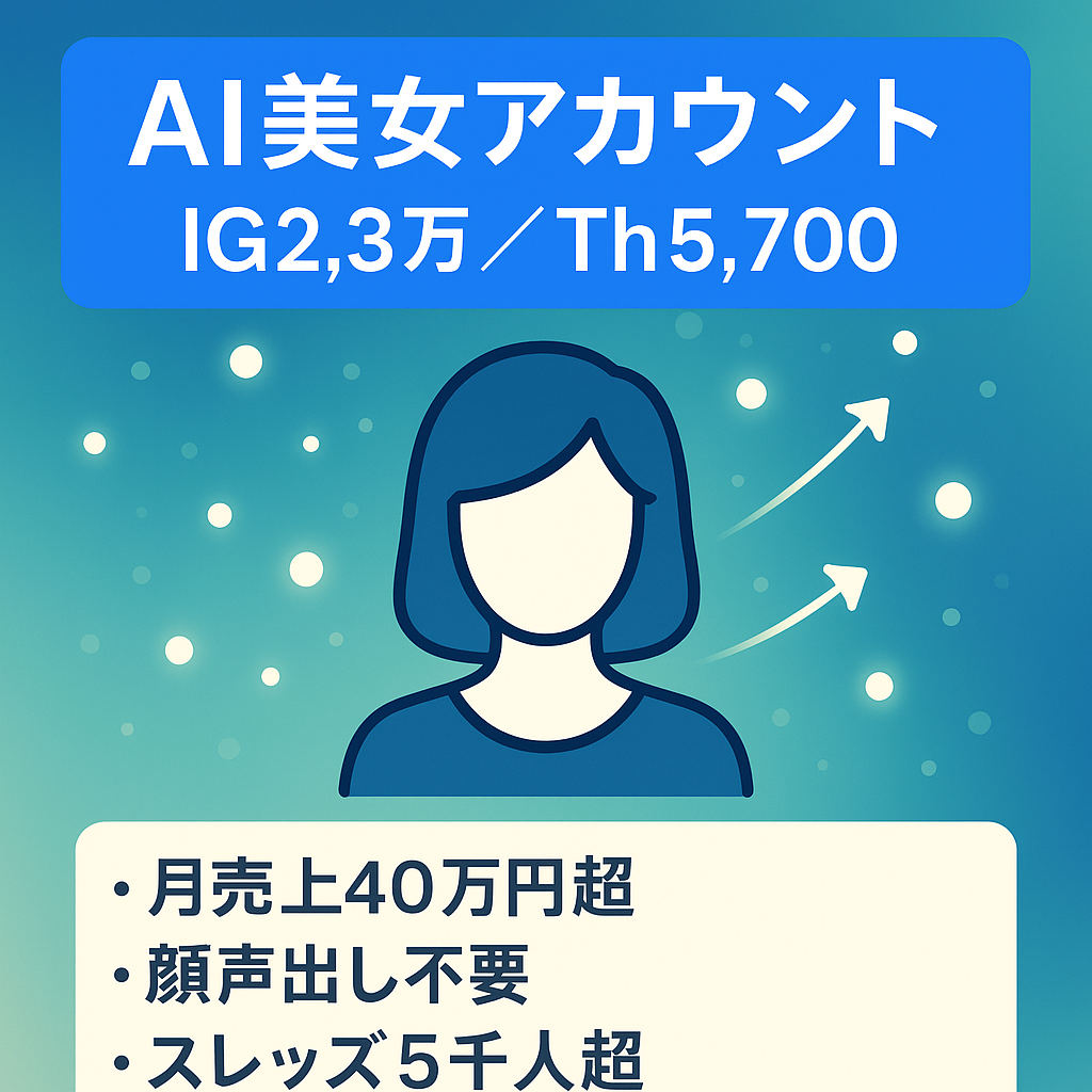 【最終値下げ】【Instagramフォロワー2.3万人】AI美女アカウント【Threadsフォロワー5700人】