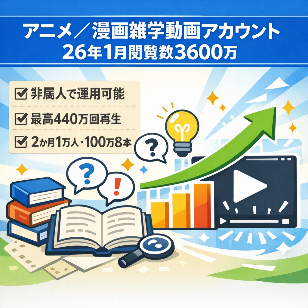 【非属人:フォロワー1万人】アニメ・漫画雑学系ショート動画！26年1月の動画閲覧数約3,600万回！