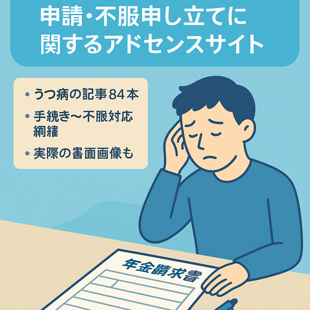 うつ病と障害年金の申請・不服申し立てに関するアドセンスサイト